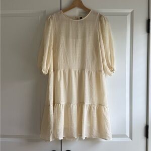 Divided Ivory Tiered Mini Dress